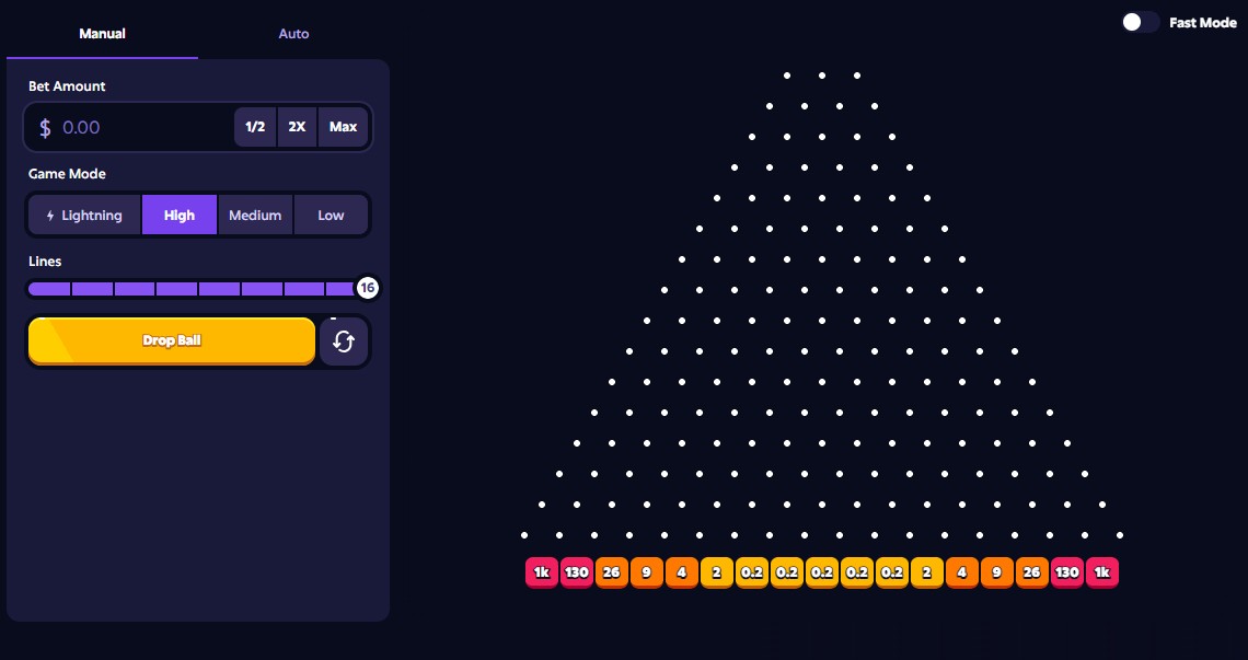 Roobet Plinko Max Multiplier Screenshot